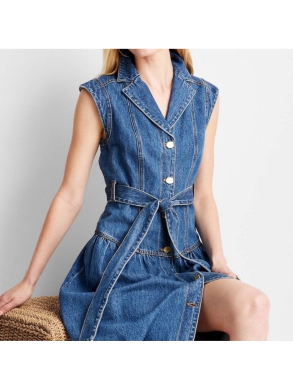 Universal thread Women Tie-Waist Midi A-Line Dress - Picture 4 of 13